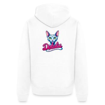 Delulu is the Solulu - Unisex Premium Bio Zip Hoodie - Weiß - Hinten - Thijin (182cm)