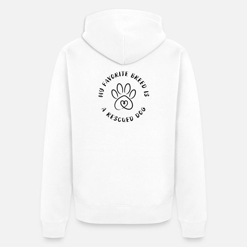 Race préférée ? Chien sauvé ! - Veste à capuche bio Premium Unisexe - blanc