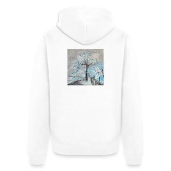 Winterlicher Baum in Aquarellstil - Unisex Premium Bio Zip Hoodie - Weiß - Hinten - Thijin (182cm)