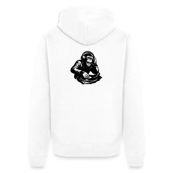 DJ The Monkey Dance Banksy Style - Unisex Premium Bio Zip Hoodie - Weiß - Hinten - Thijin (182cm)