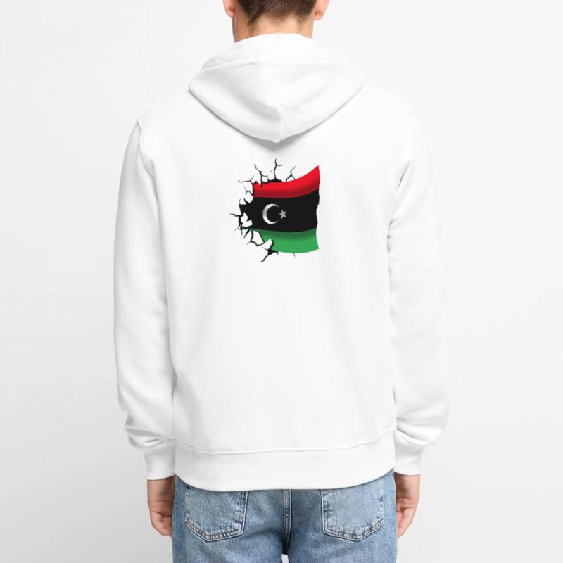 Drapeau de la Libye - Libye - Drapeau Broken Design Veste à capuche bio Premium Unisexe