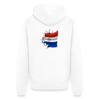 Bandera Paraguay - Paraguay - Drapeau Broken Design - Veste à capuche bio Premium Unisexe - blanc - Dos - Thijin (182cm)