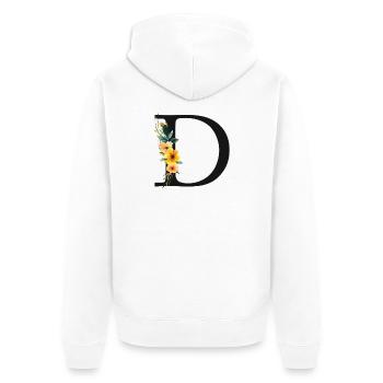 D Monogram, Floral, Customizable - Unisex Premium Organic Zip Hoodie - white - Back - Thijin (182cm)