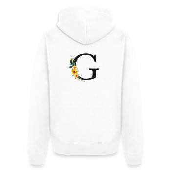 G Monogram, Floral, Personalizable - Unisex Premium Organic Zip Hoodie - white - Back - Thijin (182cm)
