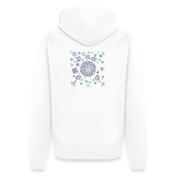 Abstract Winter Floral Pattern in Blue - Unisex Premium Organic Zip Hoodie - white - Back - Thijin (182cm)
