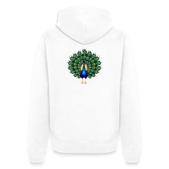 Paon fier coloré aux ailes déployées - Veste à capuche bio Premium Unisexe - blanc - Dos - Thijin (182cm)