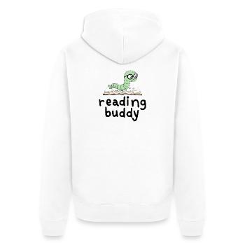 Ami de lecture Mignon rat de bibliothèque avec un livre - Veste à capuche bio Premium Unisexe - blanc - Dos - Thijin (182cm)
