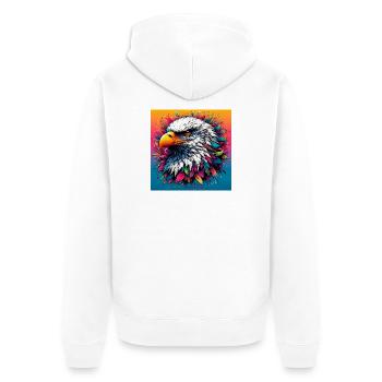 Adler - Unisex Premium Bio Zip Hoodie - Weiß - Hinten - Thijin (182cm)