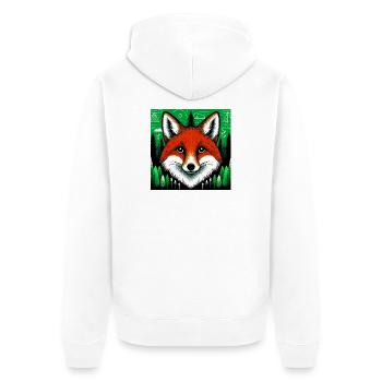 fox - Unisex Premium Organic Zip Hoodie - white - Back - Thijin (182cm)