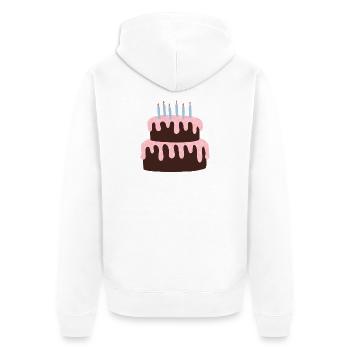 Gâteau de fête avec glaçage rose - Veste à capuche bio Premium Unisexe - blanc - Dos - Thijin (182cm)