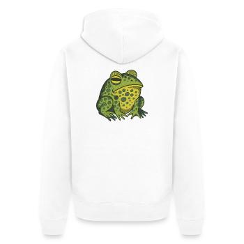 Skurrile grüne Frosch-Illustration - Unisex Premium Bio Zip Hoodie - Weiß - Hinten - Thijin (182cm)