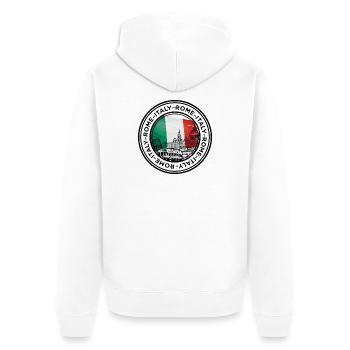 Silhouette de point de repère de l’Italie avec des couleurs de drapeau - Veste à capuche bio Premium Unisexe - blanc - Dos - Thijin (182cm)