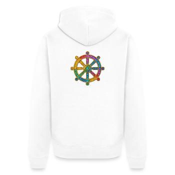 Volant coloré Dharma Rad_ Bouddhisme - Veste à capuche bio Premium Unisexe - blanc - Dos - Thijin (182cm)