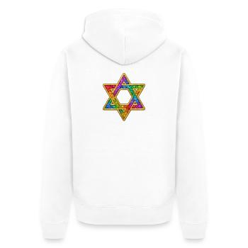 Colorful Star of David decor - Unisex Premium Organic Zip Hoodie - white - Back - Thijin (182cm)