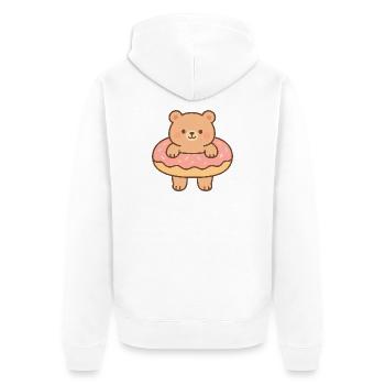 Kleiner schwimmender Bär - Unisex Premium Bio Zip Hoodie - Weiß - Hinten - Thijin (182cm)