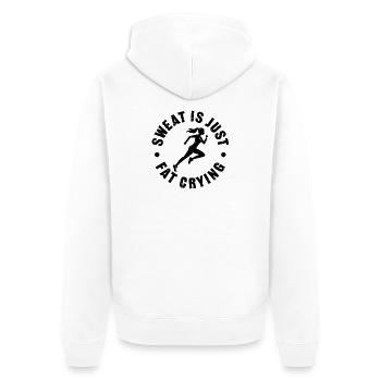 La sueur n’est que de la graisse qui pleure - Veste à capuche bio Premium Unisexe - blanc - Dos - Thijin (182cm)