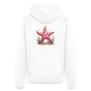 Seestern Meerestier, Koralle, unter Wasser, Sommer - Unisex Premium Bio Zip Hoodie - Weiß - Hinten - Thijin (182cm)