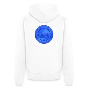 Gift for Patrik - Unisex Premium Organic Zip Hoodie - white - Back - Thijin (182cm)