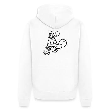 Tortues Famille Enfants Maman Papa Père Mère - Veste à capuche bio Premium Unisexe - blanc - Dos - Thijin (182cm)