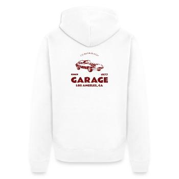 Custom Oldtimer – Garage Los Angeles - Unisex Premium Bio Zip Hoodie - Weiß - Hinten - Thijin (182cm)