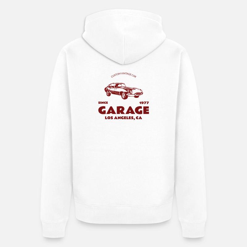 Custom Oldtimer – Garage Los Angeles - Unisex Premium Bio Zip Hoodie - Weiß