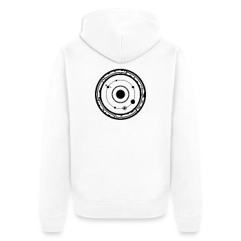 Kosmischer schematischer Kornkreis - Unisex Premium Bio Zip Hoodie - Weiß - Hinten - Thijin (182cm)