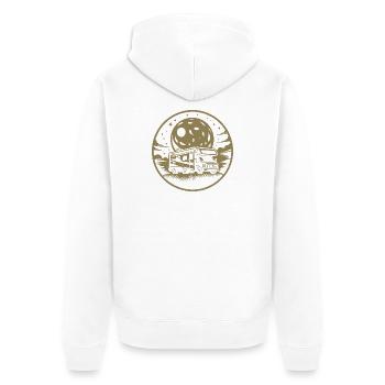 Camping-car Silhouette Camping - Veste à capuche bio Premium Unisexe - blanc - Dos - Thijin (182cm)