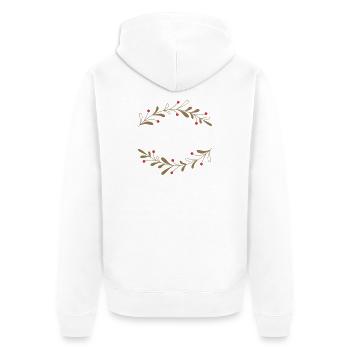 Filigraner Herbstlaubkranz - Unisex Premium Bio Zip Hoodie - Weiß - Hinten - Thijin (182cm)