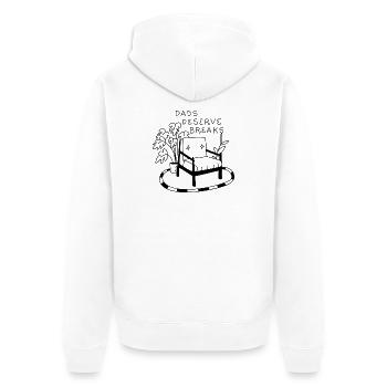 Dads Deserve Breaks – Relax-Sessel - Unisex Premium Bio Zip Hoodie - Weiß - Hinten - Thijin (182cm)
