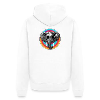 Éléphant avec des lunettes de soleil - Veste à capuche bio Premium Unisexe - blanc - Dos - Thijin (182cm)