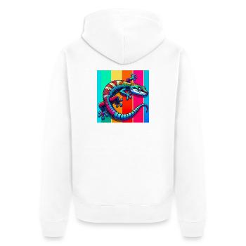Gecko - Unisex Premium Bio Zip Hoodie - Weiß - Hinten - Thijin (182cm)