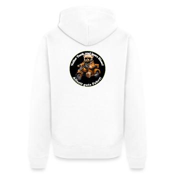 Cute bear on motorcycle with sunglasses - Unisex Premium Organic Zip Hoodie - white - Back - Thijin (182cm)