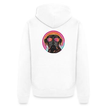 Schicker Hund mit Sonnenbrille - Unisex Premium Bio Zip Hoodie - Weiß - Hinten - Thijin (182cm)