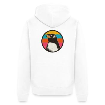 Penguin with Retro Sunset - Unisex Premium Bio Zip Hoodie - Weiß - Hinten - Thijin (182cm)