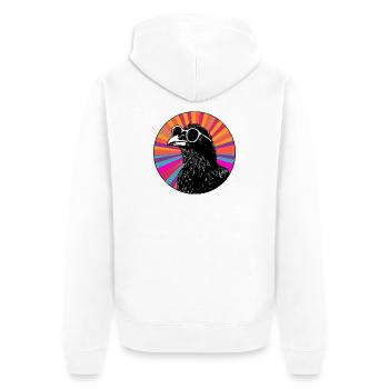 Oiseau avec lunettes de soleil et dégradé - Veste à capuche bio Premium Unisexe - blanc - Dos - Thijin (182cm)