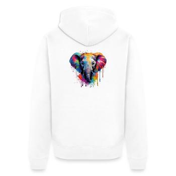 Vibrant Baby Elephant Art for Clothes - Unisex Premium Organic Zip Hoodie - white - Back - Thijin (182cm)