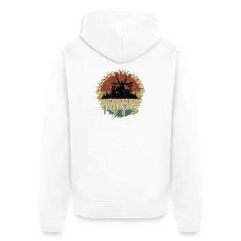50. Geburtstag Rocking the crowd DRM 10/1975 - Unisex Premium Bio Zip Hoodie - Weiß - Hinten - Thijin (182cm)