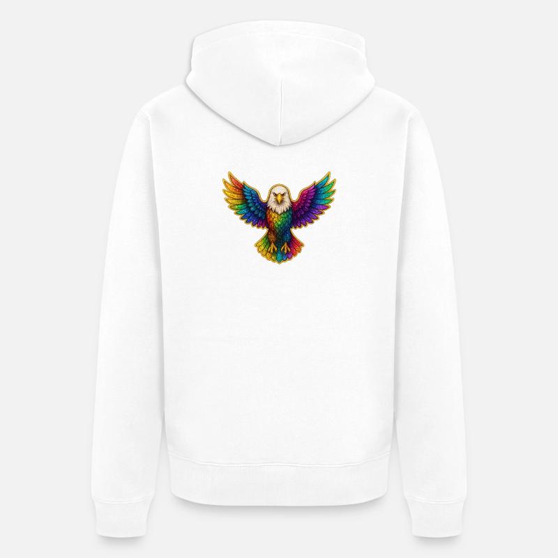Art de l’aile d’aigle arc-en-ciel - Veste à capuche bio Premium Unisexe - blanc