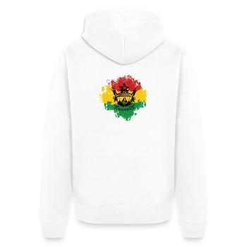 Zimbabwe Emblem Reggaeflagge - Unisex Premium Bio Zip Hoodie - Weiß - Hinten - Thijin (182cm)