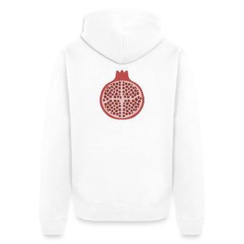 Granatapfel-Hälfte - Unisex Premium Bio Zip Hoodie - Weiß - Hinten - Thijin (182cm)