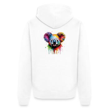Regenbogen Koala Aquarell - Unisex Premium Bio Zip Hoodie - Weiß - Hinten - Thijin (182cm)