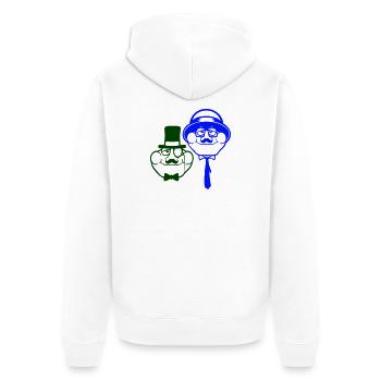 2 Frösche Sir Herren reich Monokel Brille Zylinder - Unisex Premium Bio Zip Hoodie - Weiß - Hinten - Thijin (182cm)