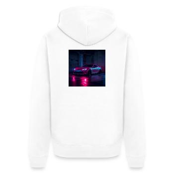 Neon Night Drift Car - Unisex Premium Organic Zip Hoodie - white - Back - Thijin (182cm)