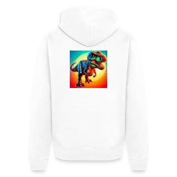 Dinosaurier - Unisex Premium Bio Zip Hoodie - Weiß - Hinten - Thijin (182cm)