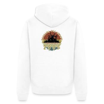 20. Geburtstag Rocking the crowd DRM 10/2005 - Unisex Premium Bio Zip Hoodie - Weiß - Hinten - Thijin (182cm)