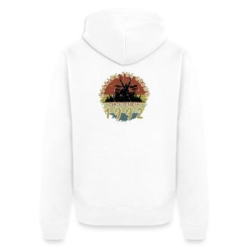 33. Geburtstag Rocking the crowd DRM 10/1992 - Unisex Premium Bio Zip Hoodie - Weiß - Hinten - Thijin (182cm)