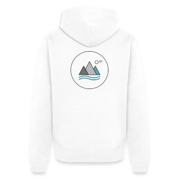 Bergsee Silhouette mit Wellen - Unisex Premium Bio Zip Hoodie - Weiß - Hinten - Thijin (182cm)