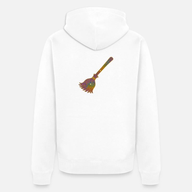 Balai à paillettes arc-en-ciel Magic - Veste à capuche bio Premium Unisexe - blanc