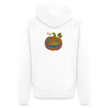 Psychedelischer Halloween Kürbis - Unisex Premium Bio Zip Hoodie - Weiß - Hinten - Thijin (182cm)