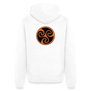 Triskel Orange - Unisex Premium Organic Zip Hoodie - white - Back - Thijin (182cm)